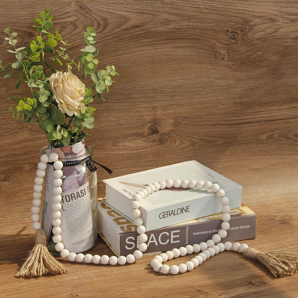 NWT Farmhouse 58in Wood Beads Rustic Country Decor Prayer Boho Wall Hanging - Picture 13 of 13